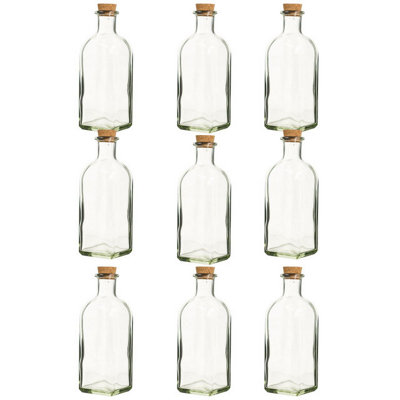 Urbn-Living Urbnliving 500Ml 9Pcs Glass Storage Bottle Jars Vials Cork Stopper Lid Kitchen Cruet Food Set from B&Q