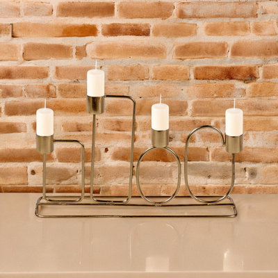 Urbn-Living Urbnliving 16Cm Metal Gold Candle Holder Holds Up To 4 Candles Dinner Centrepiece from B&Q