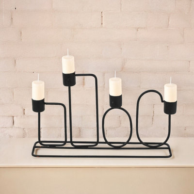 Urbn-Living Urbnliving 16Cm Metal Black Candle Holder Holds Up To 4 Candles Dinner Centrepiece from B&Q