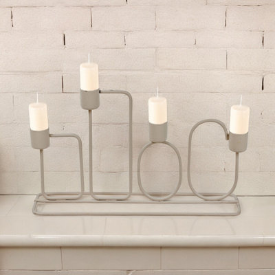 Urbn-Living Urbnliving 16Cm Metal Cream Candle Holder Holds Up To 4 Candles Dinner Centrepiece from B&Q