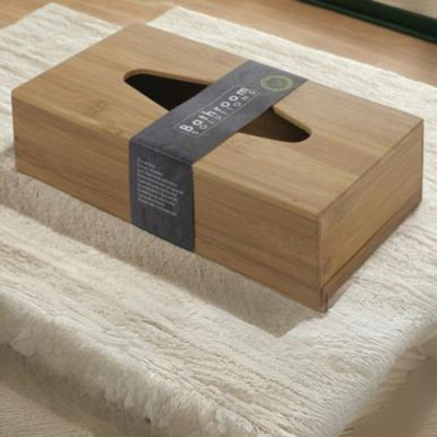 B&Q -  24.5Cm Width Wooden Bamboo Kitchen Tissue Box