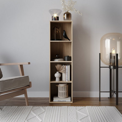 Urbn-Living Urbnliving 30Cm Height Oak 4 Tier Wooden Bookcase Shelving Display Storage Wood Shelf Shelves Cube from B&Q