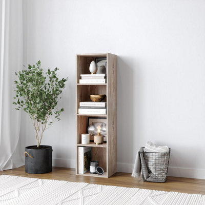 Urbn-Living Urbnliving 30Cm Height Antique Oak 4 Tier Wooden Bookcase Shelving Display Storage Wood Shelf Shelves Cube from B&Q