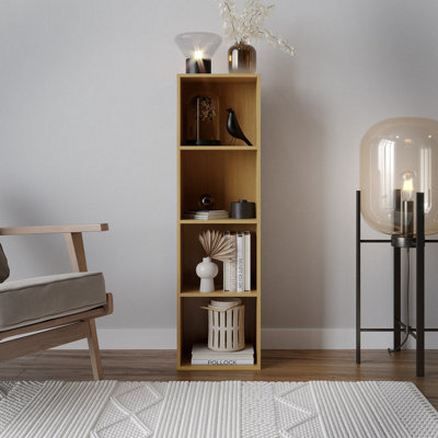 Urbn-Living Urbnliving 30Cm Height Beech 4 Tier Wooden Bookcase Shelving Display Storage Wood Shelf Shelves Cube from B&Q