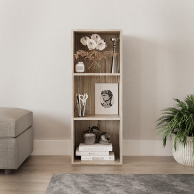 Urbn-Living Urbnliving 30Cm Height Antique Oak 3 Tier Wooden Bookcase Shelving Display Storage Wood Shelf Shelves Cube from B&Q