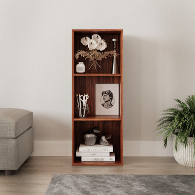 Urbn-Living Urbnliving 30Cm Height Teak 3 Tier Wooden Bookcase Shelving Display Storage Wood Shelf Shelves Cube from B&Q