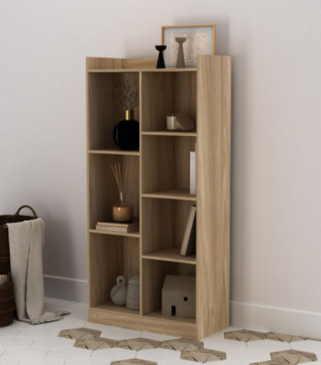 Urbn-Living Urbnliving 128Cm Height Tall Oak Wooden 7 Cube Bookcase Shelving Display Storage Unit Cabinet Shelves from B&Q