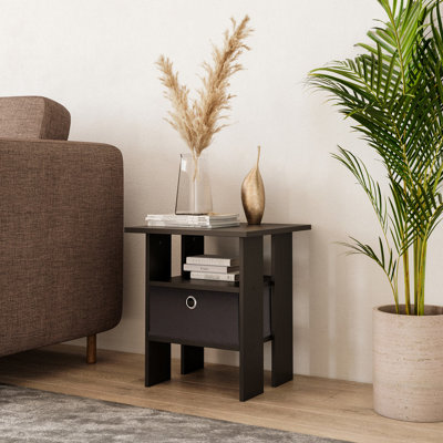 Urbn-Living Urbnliving 40Cm Height 2 Tier Black Wooden Table Nightstand 1 Black Drawer Side End from B&Q