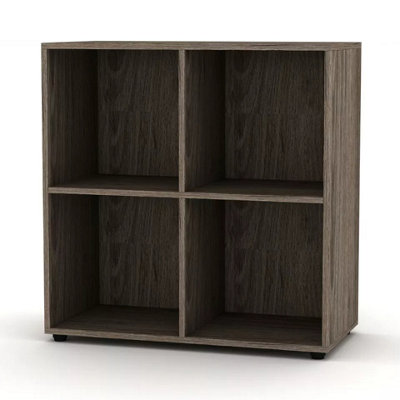 Urbn-Living Urbnliving 4 Cube Anthracite Oak Wooden Bookcase Shelving Display Shelves Storage Unit Wood Shelf Without Door from B&Q