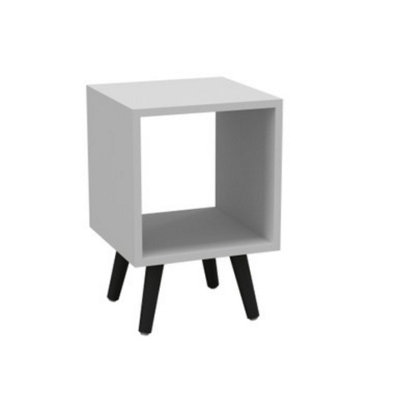 Urbn-Living Urbnliving 30Cm Height Cube White Wooden Storage Bookcase Scandinavian Style Black Legs Living Room from B&Q