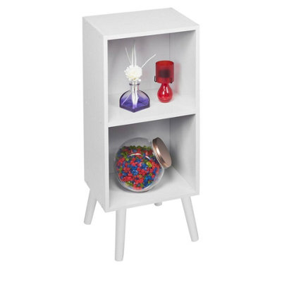 Urbn-Living Urbnliving 2 Tier 53Cm Height White Wooden Storage Cube Bookcase Scandinavian Style White Legs from B&Q