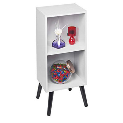 Urbn-Living Urbnliving 2 Tier 53Cm Height White Wooden Storage Cube Bookcase Scandinavian Style Black Legs from B&Q