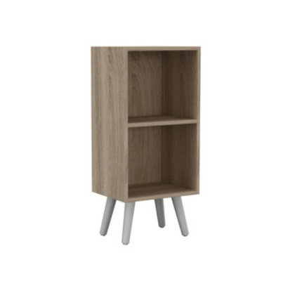 Urbn-Living Urbnliving 53Cm Height 2 Tier Antique Oak Wooden Storage Cube Bookcase Scandinavian Style White Legs from B&Q