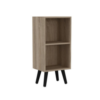 Urbn-Living Urbnliving 53Cm Height 2 Tier Antique Oak Wooden Storage Cube Bookcase Scandinavian Style Black Legs from B&Q