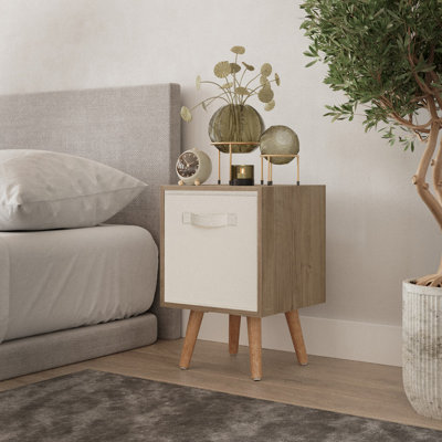Urbn-Living Urbnliving 51Cm Oak Wooden Cube Storage Bookcase Cream Inserts Scandinavian Beech Legs from B&Q