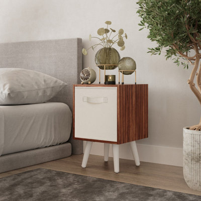 Urbn-Living Urbnliving 51Cm Height Teak Wooden Cube Storage Bookcase Cream Inserts Scandinavian White Legs from B&Q