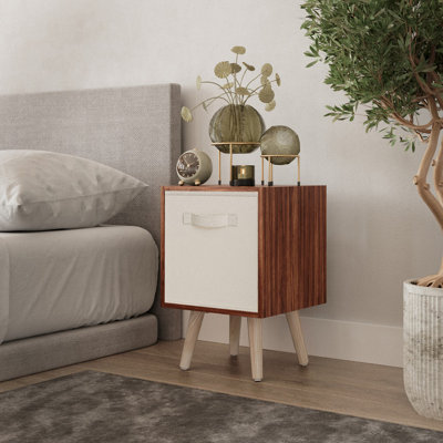 Urbn-Living Urbnliving 51Cm Height Teak Wooden Cube Storage Bookcase Cream Inserts Scandinavian Pine Legs from B&Q