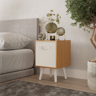 Urbn-Living Urbnliving 51Cm Height Beech Wooden Cube Storage Bookcase Cream Inserts Scandinavian White Legs from B&Q