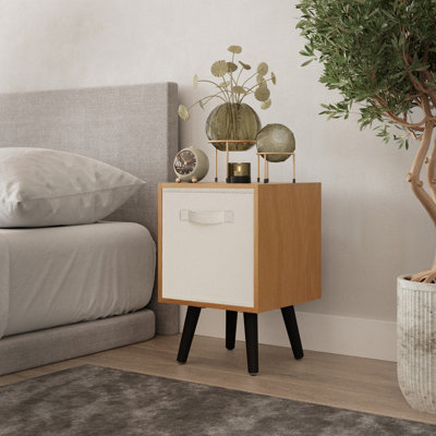 Urbn-Living Urbnliving 51Cm Height Beech Wooden Cube Storage Bookcase Cream Inserts Scandinavian Black Legs from B&Q