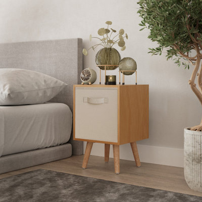 Urbn-Living Urbnliving 51Cm Height Beech Wooden Cube Storage Bookcase Beige Inserts Scandinavian Beech Legs from B&Q