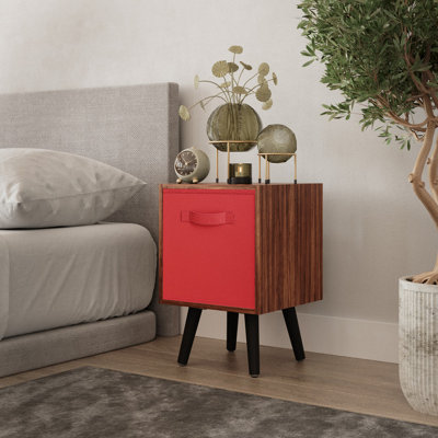 Urbn-Living Urbnliving 51Cm Height Beech Wooden Cube Storage Bookcase Red Inserts Scandinavian Black Legs from B&Q