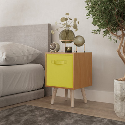 Urbn-Living Urbnliving 51Cm Height Beech Wooden Cube Storage Bookcase Yellow Inserts Scandinavian Pine Legs from B&Q