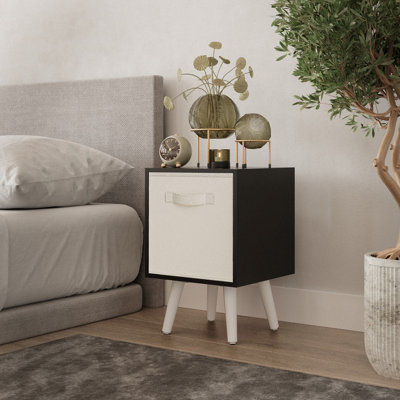 Urbn-Living Urbnliving 51Cm Height Black Wooden Cube Storage Bookcase Cream Inserts Scandinavian Black Legs from B&Q