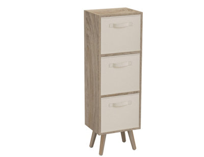 B&Q -  Antique Oak 3-Tier 3-Drawer Cube Shelving Unit With Scandinavian Legs