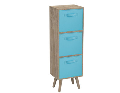 B&Q -  Antique Oak 3-Tier 3-Drawer Cube Shelving Unit With Scandinavian Legs