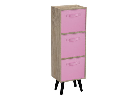 B&Q -  Antique Oak 3-Tier 3-Drawer Cube Shelving Unit With Scandinavian Legs