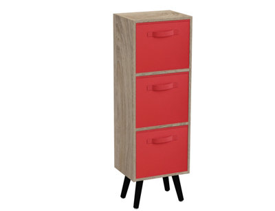 B&Q -  Antique Oak 3-Tier 3-Drawer Cube Shelving Unit With Scandinavian Legs