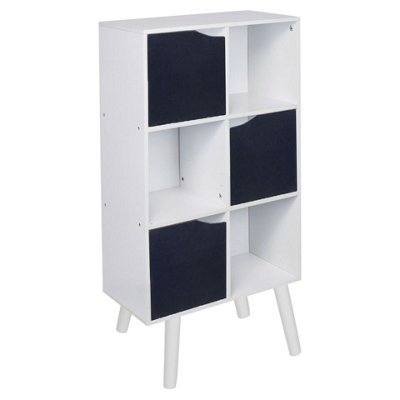Urbn-Living Urbnliving 91Cm Height 6 Cube White Wooden Bookcase Unit Shelves With Black Door from B&Q