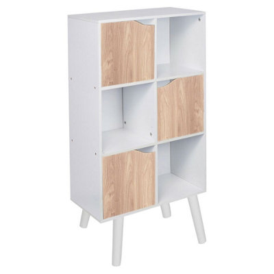 Urbn-Living Urbnliving 91Cm Height 6 Cube White Wooden Bookcase Unit Shelves With Oak Door from B&Q