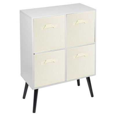 Urbn-Living Urbnliving 61Cm Height 4 Cube White Wooden Bookcase With White Legs Shelf Storage Cream Drawers from B&Q