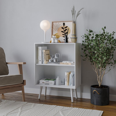 Urbn-Living Urbnliving 60Cm Height 2 Tier White Wooden Storage Bookcase Shelf With White Legs from B&Q