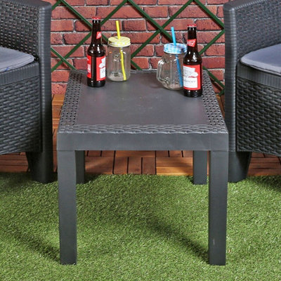 Urbn-Garden Urbngarden 40Cm Height Rattan Look Plastic Garden Coffee Side Snack Anthracite Table Patio Furniture from B&Q