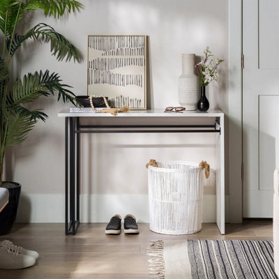 Urbn-Living Urbnliving 77Cm Height Contemporary Waterfall Faux White Marble Table from B&Q
