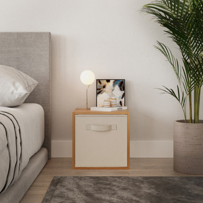 Urbn-Living Urbnliving 30Cm Height Beech Wooden Shelves Cubes Storage Units With Beige Drawer Insert from B&Q