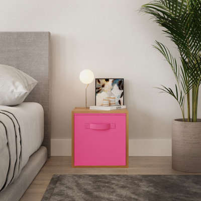 Urbn-Living Urbnliving 30Cm Height Beech Wooden Shelves Cubes Storage Units With Dark Pink Drawer Insert from B&Q