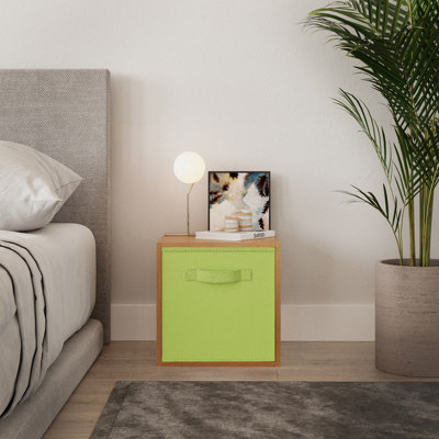 Urbn-Living Urbnliving 30Cm Height Beech Wooden Shelves Cubes Storage Units With Green Drawer Insert from B&Q