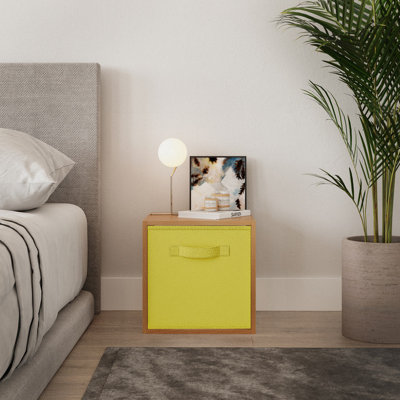 Urbn-Living Urbnliving 30Cm Height Beech Wooden Shelves Cubes Storage Units With Yellow Drawer Insert from B&Q