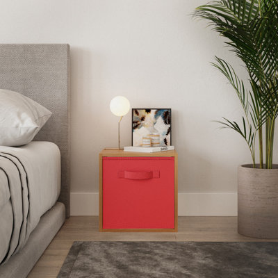 Urbn-Living Urbnliving 30Cm Height Beech Wooden Shelves Cubes Storage Units With Red Drawer Insert from B&Q