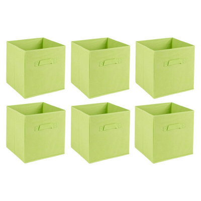 Urbn-Living Urbnliving 27Cm Height Set Of 6 Green Collapsible Cube Storage Boxes Kids Toys Carry Handles Basket Large from B&Q