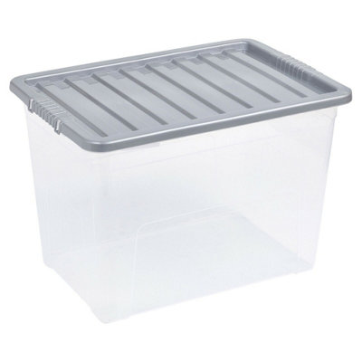 Urbn-Living Urbnliving 75 Litre Silver Container Plastic Storage Box With Clip Lid from B&Q