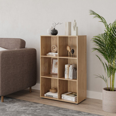 Urbn-Living Urbnliving 91Cm Height 6 Cube Oak Wooden Bookcase Shelving Display Shelves Storage Unit from B&Q