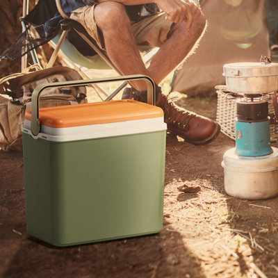 Urbn-Living Urbnliving Large 24 Litre Cooler Box Camping Beach Lunch Picnic Insulated Food Ice Packs Olive from B&Q