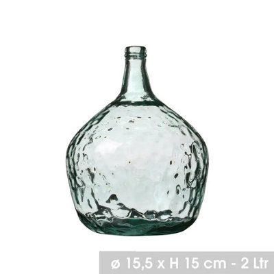 Urbn-Living Urbnliving 2 Litre Round Recycled Glass Vase Lady Jeanne Flower Stem Holder Home Botanical Decor from B&Q