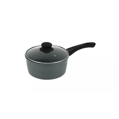 Urbn-Chef Urbnchef 16Cm Grey Sauce Pan Forged Carbon Steel Marble Nonstick Cookware from B&Q