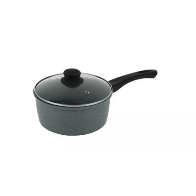 Urbn-Chef Urbnchef 18Cm Grey Sauce Pan Forged Carbon Steel Marble Nonstick Cookware from B&Q