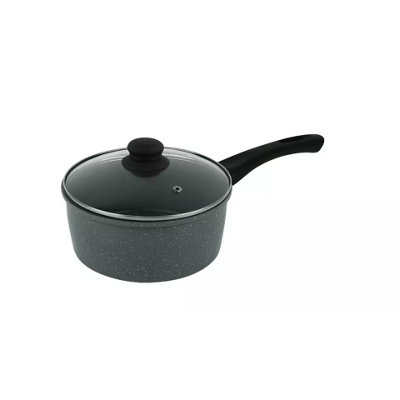 Urbn-Chef Urbnchef 20Cm Grey Sauce Pan Forged Carbon Steel Marble Nonstick Cookware from B&Q